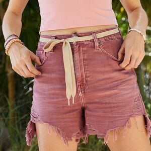 AE Highest Waist Denim Mom Shorts Berry Color